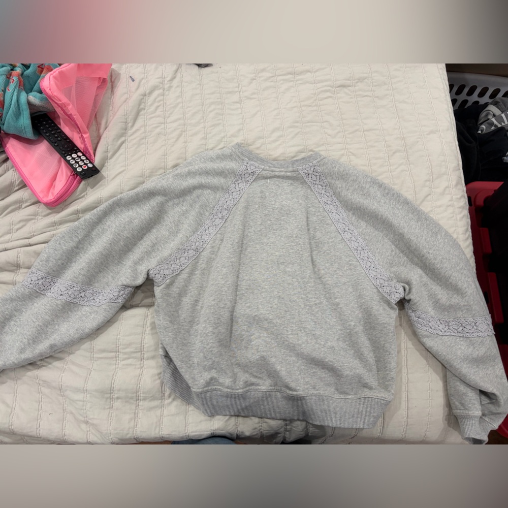 Aerie Gray Lace-Trimmed Jacket